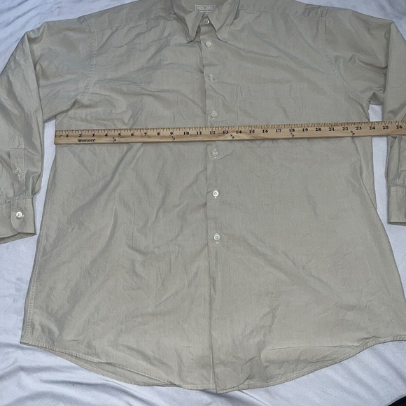 men's ermenegildo zegna Tan Button Front Long Sleeve Shirt Small 46 16.5 - Picture 9 of 12
